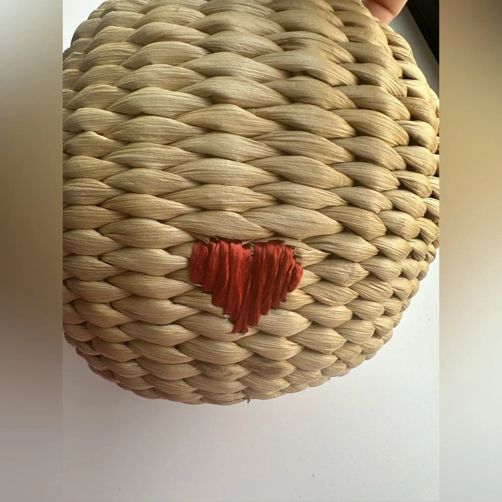 Frances Valentine Honeypot Basket Natural/Red Embroidered Heart - Picture 11 of 11